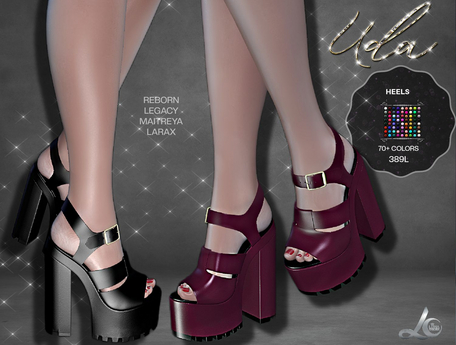 Second Life Marketplace - ️, Uda, Block Heels Platform Sandals, Shoes